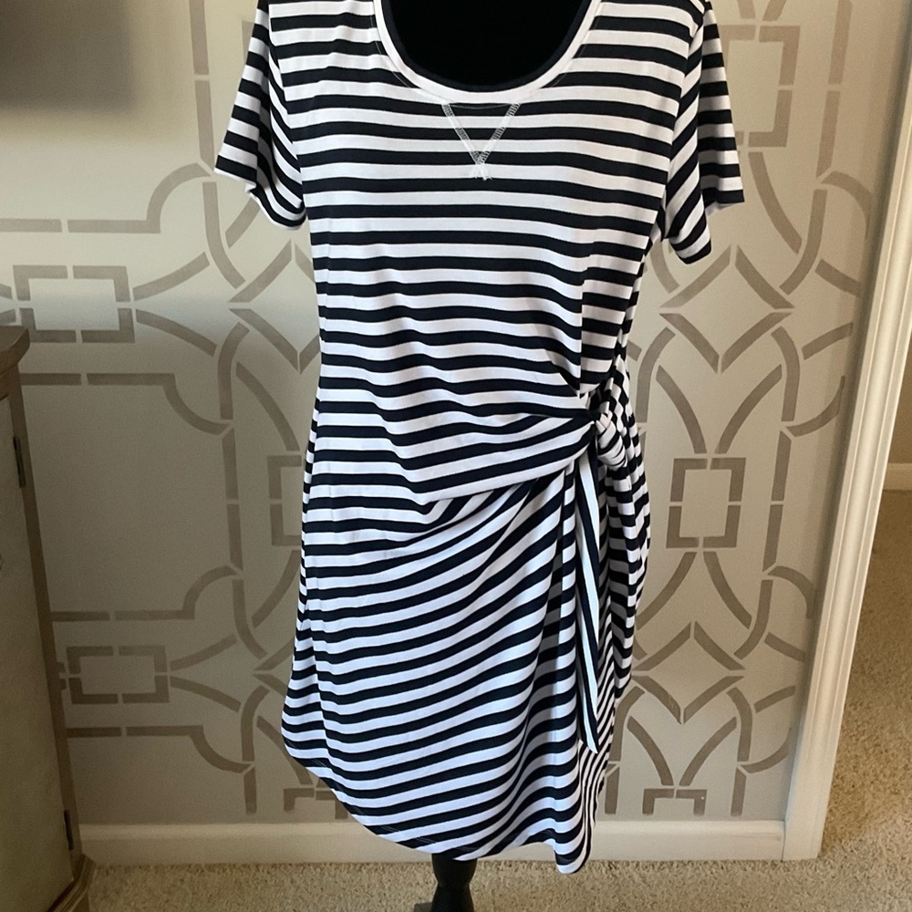 Live & Well Black and White Striped T-Shirt Dress NWT Size L